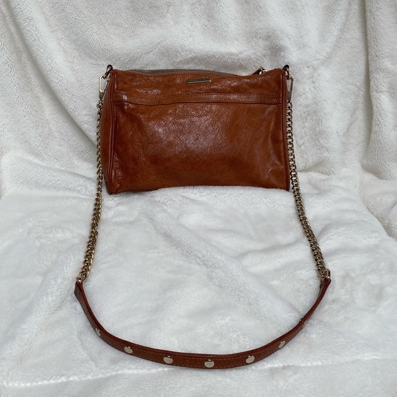 Leather VINTAGE CrossBody bag with adjustable gold Chain link Strap - Picture 2 of 12